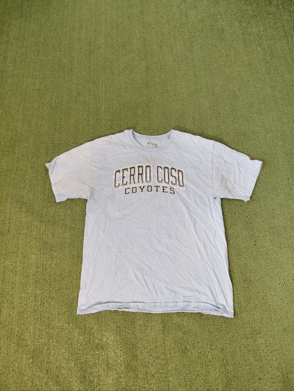 Champion Cerro Coso Coyotes College University Light Blue T Shirt Sz Large
